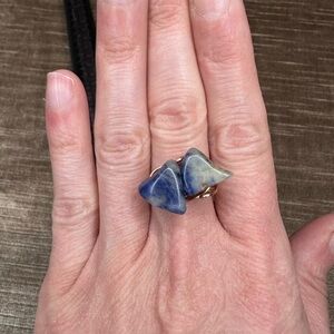 Sodalite 2 stone handmade wire wrap ring Handmade